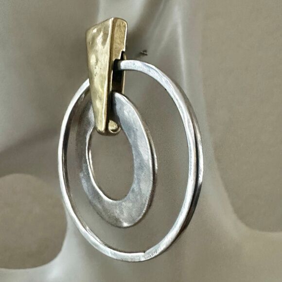 Lucky Brand Mixed Metal Geometric Hoop Earrings - Picture 6 of 9